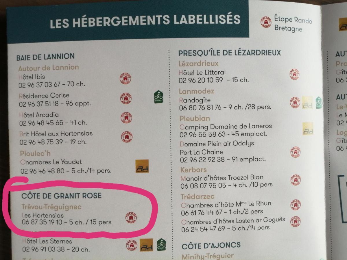 Les Hortensias Gr 34 - Chambres D'Hotes Trevou-Treguignec Exterior photo